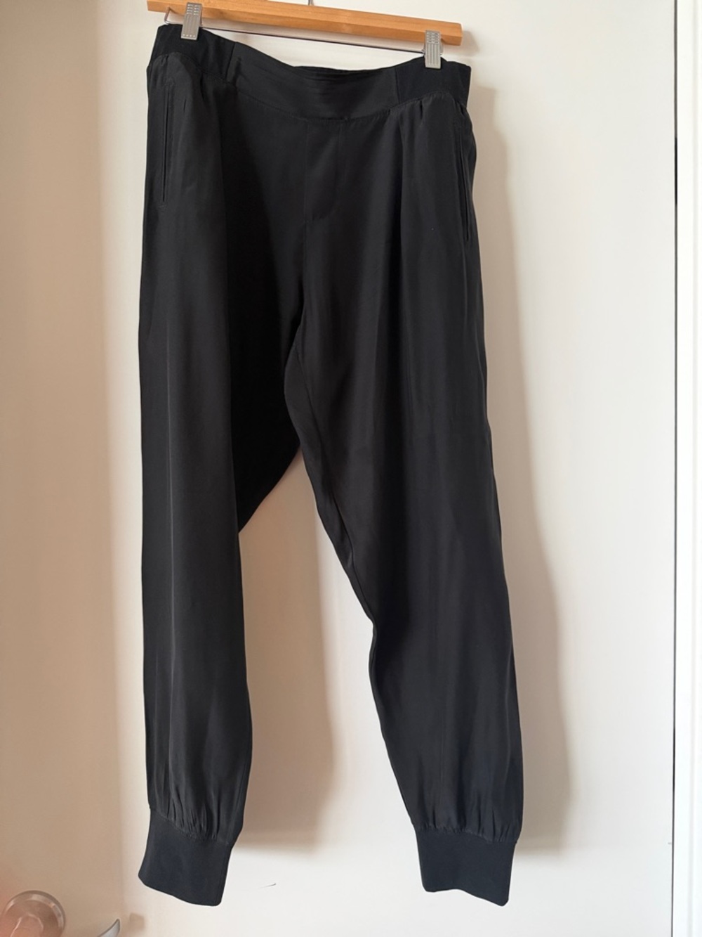 ATM Woman’s Black Silk Jogger Pants - Comfortable Everyday Tapered Fit